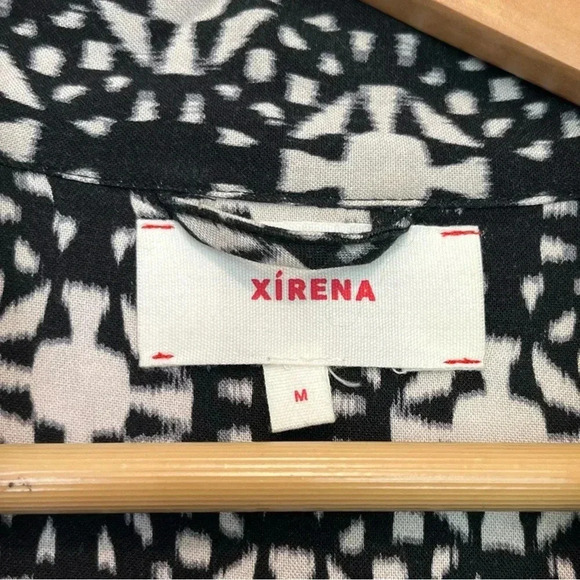 Xirena Women Printed Long Sleeve Unlined Button Down Flowy Dress M Knee Length - Picture 9 of 9